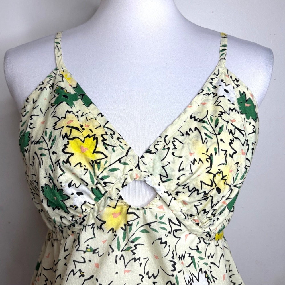 Anthropologie Hope For Flowers Floral Cami Top S Yellow Green Boho Cotton Tank - Picture 6 of 10